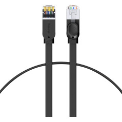 RJ45 плоский высокоскоростной сетевой кабель Ethernet CAT6 0,5 м - черный
