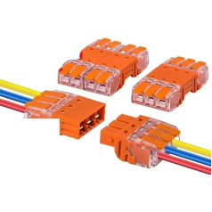 ASLVNEKGOR 20Pcs CMK 64 Quick Connectors Fast for Flexible Connectivity Wires Compact Male Female Terminals Blocks(CMK-643(3 in 3 Out))