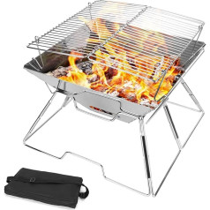 Odoland BBQ Fire Pit, портативная костровая яма, складной кемпинговый гриль, гриль из нержавеющей стали 304 для кемпинга, пикника, патио, сада с сумкой