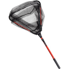 Lixada Fly Fishing Landing Net Wooden Handle Frame Catch and Release Net Portable Lightweight Rubber Fishing Net Length 60cm