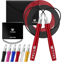 Titan Armour® Premium Skipping Rope Adult Self Locking Adjustable 2 x Steel Ropes Cable Protector and Travel Case Профессиональная скакалка: фитнес, кроссфит, бокс, MMA