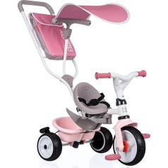 Smoby - Baby Balade Plus Pink - растущий детский трехколесный велосипед с толкателем, сиденьем с ремнем безопасности, металлической рамой, педалью своб