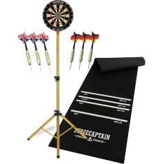 Stagecaptain DBS-1715 Bullseye Pro Dartboard Complete Set - профессиональный стальной дартс из сизаля - резиновый ковер для дротиков - регулируемая по высоте подстав