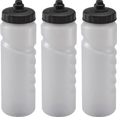 Foxberry 750 мл бутылки для воды Pack of 3 Lightweight BPA Free Plastic Leak Proof Valve Spout School Sports Bicycle Cycling Gym (Black Lid Transparent Bottles)