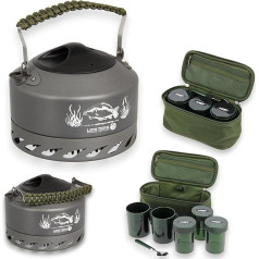 Чайник LFS Quick Boil, 1,1 л, карповая рыбалка, кемпинг + NGT Заварить чай, кофе, сахар (зеленая ручка)