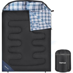 OUSUTLE Двойной спальный мешок для взрослых, спальный мешок на 2 персоны с 2 подушками для рюкзаков, кемпинга, походов, спальный мешок королевск