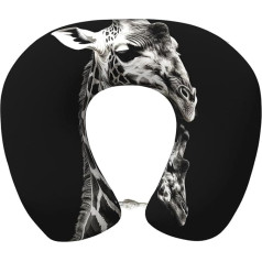 Подушка для путешествий Dwrepo Black giraffe, пена с эффектом памяти, U-образная подушка для путешествий, портативная, поддержка головы/шеи, подушка 