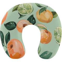 NQLYRE Memory Foam Pillow U-Shape Neck Pillow Outdoor with Peach Pattern Printed Pillow Travel Pillow Sleeping Side Sleeper Pillow Suitable for Airplanes Trains Cars