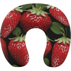 Подушка для путешествий Red Strawberry Neck Support Memory Foam U-Shaped Pillow Soft Comfortable Travel Neck Pillow Sleep Rest Pillow Travel Accessories for Airplane Car Office