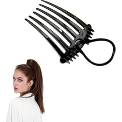 Flauschiger Haarkamm Haarstyling-Tool mit elastischem Gummiband Elegante Haarspangen Haarkamm Haarschmuck für Frauen Mädchen (Black)