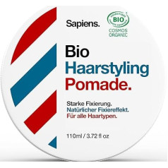 Sapiens Barbershop Men's Organic Hair Wax - Strong Hold 4/5 Matte Effect - Воск для волос матовый на основе органического сахара - Ментоловые отдушки - Профессиональные сре