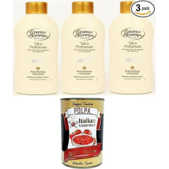 Spuma di Sciampagna Talco Profumato in barattolo Talkumpuder parfümiert 3x200gr + Italian Gourmet polpa 400g