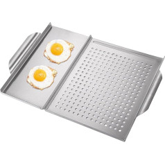 scyca Antihaft-Grillaufsatz, BBQ-Grillaufsatz, Grillaufsatzgitter mit Löchern und Griffen | Antihaftbeschichteter, rostbeständiger Grill-Wok, Grill-Kochgeschirr, BBQ-Grill-Zubehör