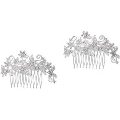 minkissy 2pcs Свадебная Расческа Жемчуг Стразы Расческа Невесты Свадебная Расческа Винтаж Сплав Расческа Волос Расческа Клип Свадебный Головно