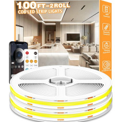 LETIANPAI COB LED Strip Lights, 30 м холодный белый светодиодный свет, диммируемые светодиодные ленты с вилками питания для украшения полки, кухни, гостин