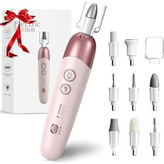 Vexloria Elektrische Nagelfeile, Kabelloser Nagelbohrer, Pediküre-Sets für Füße mit 8 Bohrern, 5 Modi Einstellbarer Nagelbohrer, Elektrische Nagelfeile für Gel-/Acrylnägel und Harte Nagelhaut (Rosa)