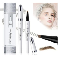 Magic Microblading Eyebrow Contouring Pencil - Microblading Eye Brow Contouring Pen - Precise Waterproof Brow Pen 4 Tipped Precise Waterproof With A Micro Fork Tip Applicator
