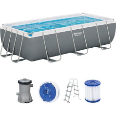 Каркасный бассейн Bestway Power Steel с фильтр-насосом, 404 x 201 x 100 см, серый, квадратный