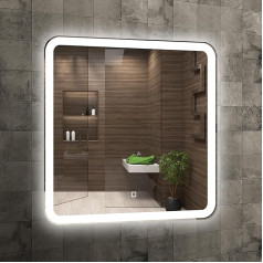 Home Glow Venti 60 см Квадратное зеркало для ванной комнаты с подсветкой Светодиодное зеркало для ванной комнаты с подсветкой Настенное зеркало д