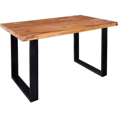Invicta Interior Обеденный стол из массива Iron Craft 140 см Sheesham Stone Finish Industrial Design Solid Wood Table Conference Table