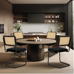 Colamy Современные стулья для столовой Mid Century Набор из 4 бархатных стульев из ротанга для столовой и кухни с мягким сиденьем и металлическими 