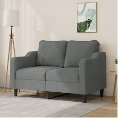 Mengtu 2-Seater Sofa Double Sofa Couch Lounge Sofa Upholstered Sofa Relax Sofa Guest Sofa Loveseat Sofa for Living Room Guest Room Bedroom Dark Grey 120 cm Fabric