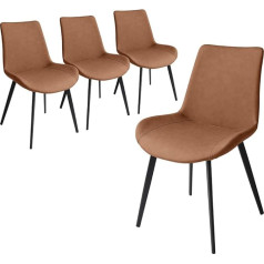 Jiexi Скандинавские обеденные стулья Комплект из 4 матовых стульев PU Saddle Leather Upholstered Chair for Kitchen Dining Room Bedroom Living Room - элегантный и нестареющий выб