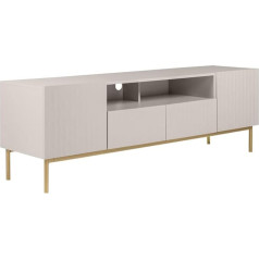 Vente-Unique -Мебель для телевизора - 2 дверцы, 2 ящика и 2 полки - МДФ и сталь - Бежевый и золотой - Evilana