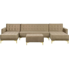 Beliani Aberdeen Ottoman U-Shaped Velvet Fabric Sand Beige