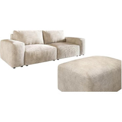 Delife Big-Couch Lanzo L Cord Beige 260 x 110 см с табуретом