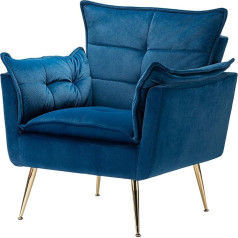 Hulala Home Удобное кресло для чтения с золотыми металлическими ножками, современный бархатный шезлонг с толстой подушкой для сидения для гост