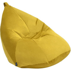Loft 25 Velvet Bean Bag Deck Chair, Indoor Living Room Gaming Bean Bag with Filling for Adults, Lightweight Gamer Beanbag Puf Seat, Ergonomic Design for Body Support (Turmeric)