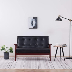 Mengtu 2-Seater Sofa Couch Double Sofa Furniture Upholstered Sofa Modern Lounge Sofa Living Room Sofa Black Faux Leather