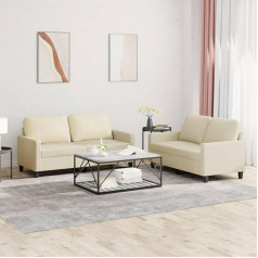 Homgoday 2-Piece Sofa Set with Cushions Living Room Sofa Couch Lounge Sofa Guest Sofa Modern Design Sofa Couch Set Seat Furniture Modern for Living Room Bedroom Office Cream Faux Leather