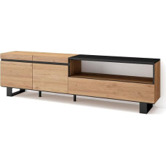 Skraut Home Тумба под телевизор, низкая тумба, для гостиной и столовой, 200 x 57 x 35 см, для телевизоров до 80 дюймов, промышленный дизайн, современный 
