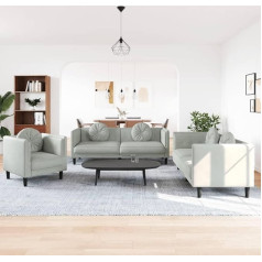 Homgoday 3-Piece Sofa Set with Cushion Sofa Couch Living Room Sofa with Armrests Lounge Sofa Couch Set Design Sofa Seat Furniture Upholstered Furniture for Living Room Office Light Grey Velvet