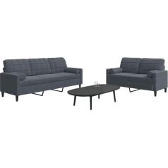 Homgoday 2-Piece Sofa Set with Cushions Sofa Couch Living Room Sofa Lounge Sofa with Armrests Couch Set Designer Sofa Seat Furniture for Living Room Office and Bolsters Dark Grey Velvet