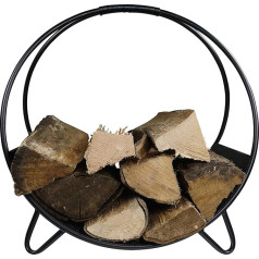 khevga Корзина для каминных поленьев металлическая черная современная круглая