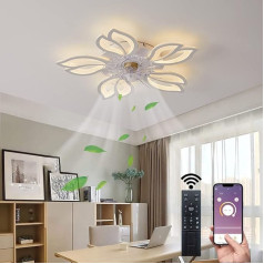 Потолочный вентилятор Becailyer 25 дюймов с подсветкой, пульт дистанционного управления 50 Вт, регулируемая яркость, форма 5 листьев, светодиодна