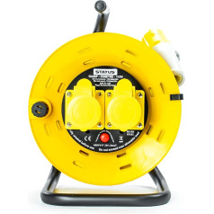 Status 25 м 110 В 2 розетки Металлическая рамка Кабельная катушка - Желтый