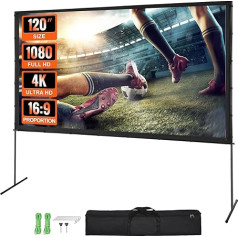 VEVOR Проекционный экран с подставкой 120 дюймов HD 4K Открытый крытый проекционный экран Быстрый складной портативный киноэкран 16:9 для домашне