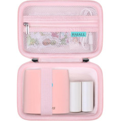 RAIALL Etikettendrucker Hülle für JADENS Sticker Drucker, Reise Mini Drucker Sticker Maker Thermodrucker Tasche, Hard Storage Case mit Extra Platz für Etikettenmacher Rollen, Kabel und Aufkleber, Rosa