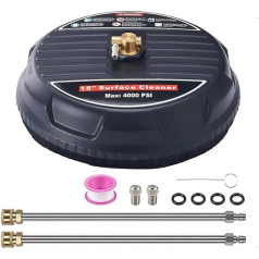 Aim Tools 15-дюймовая насадка для мойки поверхности под давлением 4000 PSI для очистки пола Аксессуары для мойки с 2 x 16 удлинительными штангами и 2 с