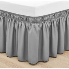RIMELA Bed Valances Ткань Эластичная Юбка Кровати Мягкий Матовый Полиэстер Светло-Серый Покрывало (140 x 200 x 45 см)