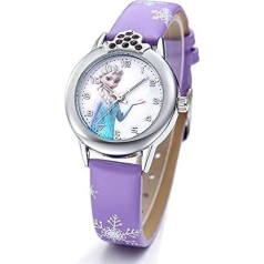 JGS Девочки Эльза Frozen Frozen часы подарок девушки и ребенка фиолетовый, ремешок.