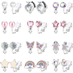 FIOROYAL 12 Пар Серьги Девушки Гипоаллергенный Клип Серьги Девушки Симпатичные Красочные Циркон Клип Серьги Дети Девушки Бабочка Жемчужные Се