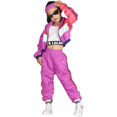 LOLANTA Девочки 3 Шт. Хип Хоп Экипировка 80-х Ретро Tracksuit Color Block Crop Tank Top Zipper Jacket Sweatpants 4-13 Лет