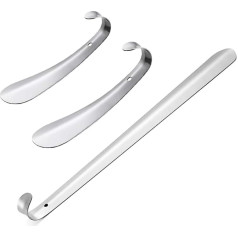 Набор из 3 рожков для обуви из нержавеющей стали Рожок для обуви металлический длинный и рожок для обуви короткий унисекс взрослый, серебри