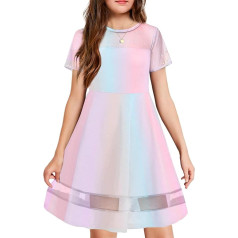 Arshiner Платья для девочек с сетчатыми рукавами Детские праздничные элегантные летние платья Мода с коротким рукавом Партийные платья A-line По