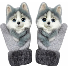 Generisch плюшевые зимние перчатки, милые перчатки животных, зимние вязаные перчатки, теплые перчатки с флисовой подкладкой